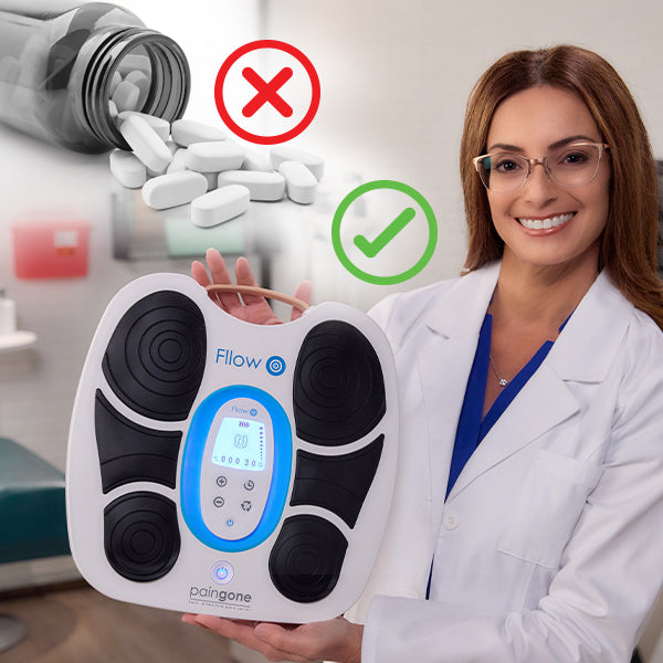 The Fllow device is recommended by doctors as a drug-free pain relief alternative.