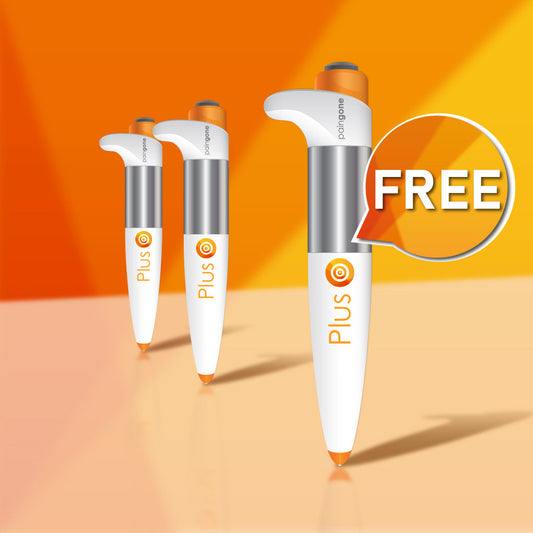 Product image of three Paingone Plus pens for a buy two get one free offer